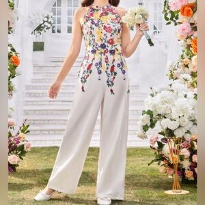 Girl Floral Halter Jumpsuit